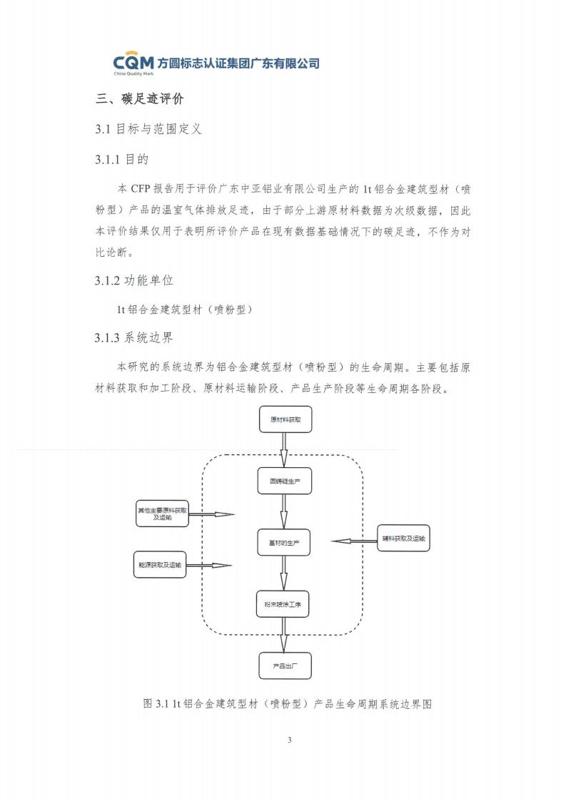 09鋁合金建筑型材（噴粉型）產(chǎn)品碳足跡評價(jià)報(bào)告-方圓蓋章(圖9)